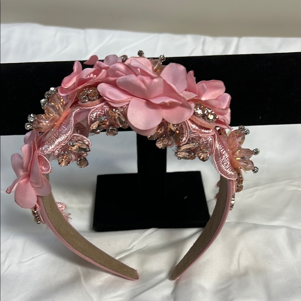 Elegant Pink Floral Headband - Picture 7 of 7